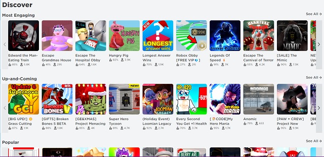 వెబ్సైట్లో Roblox అనుభవం